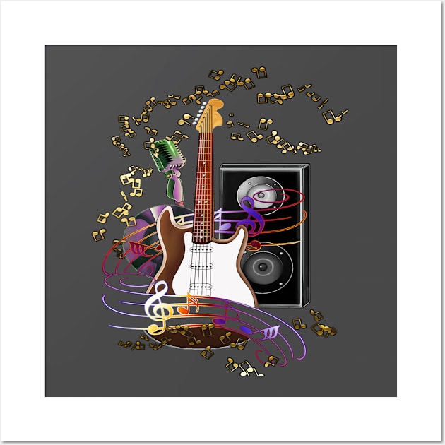 Guitar Musically Wall Art by KimLeex